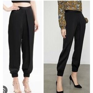 BCBGMAXAZRIA Black Jogger Pants XXS Elastic Hem High Rise Trousers
